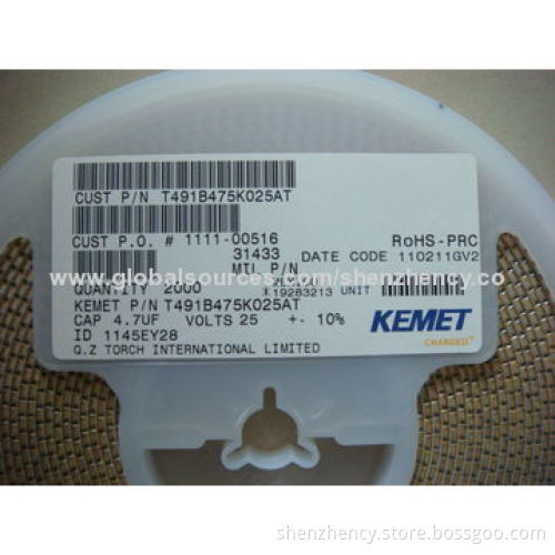 Tantalum Capacitors, T491B475K025AT, 4.7UF 25V 10% 1411, B Case
